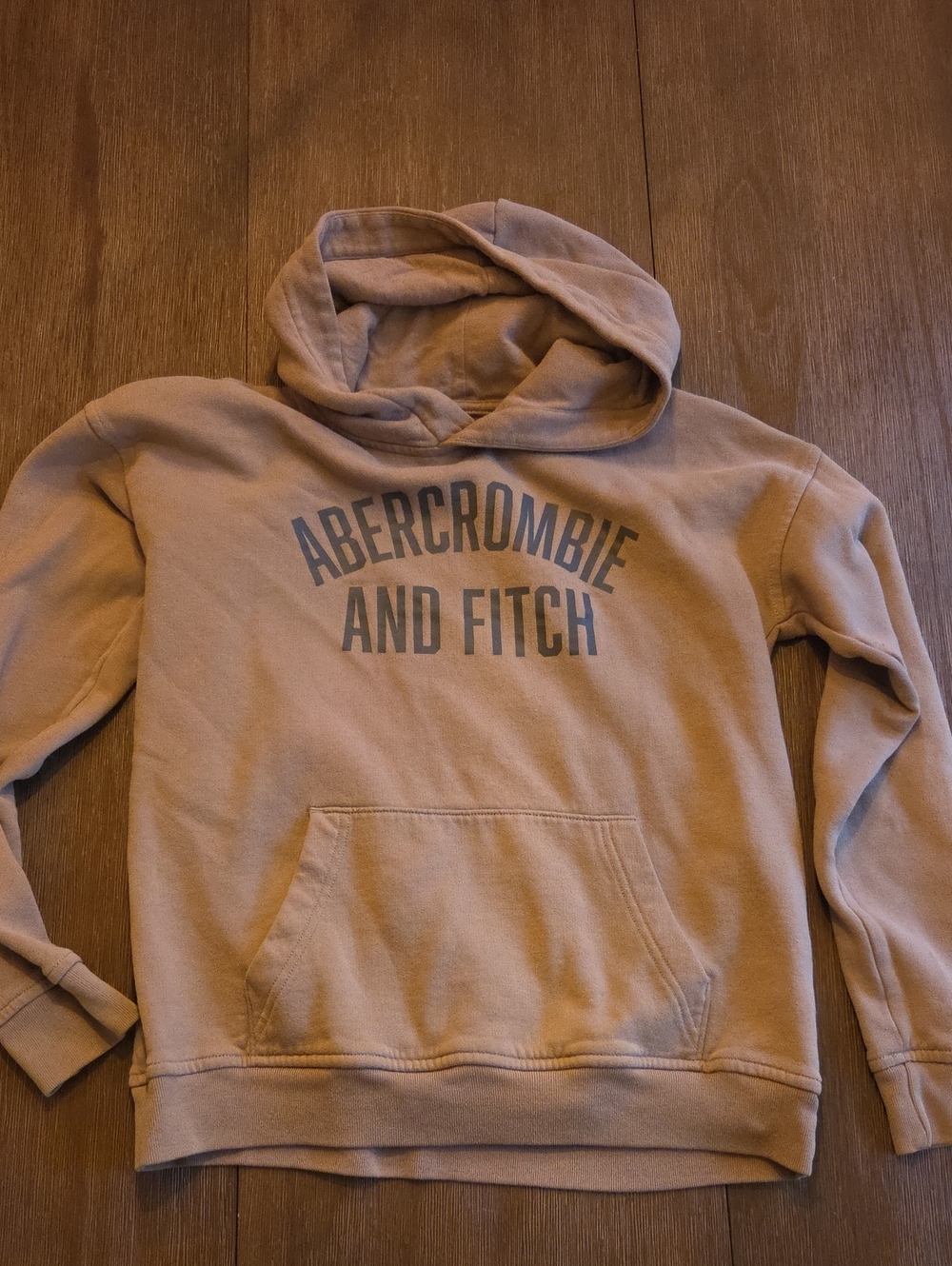 Boys Hoodie Sweatshirt Sz 13 / 14 Tan With Grey Chest Logo